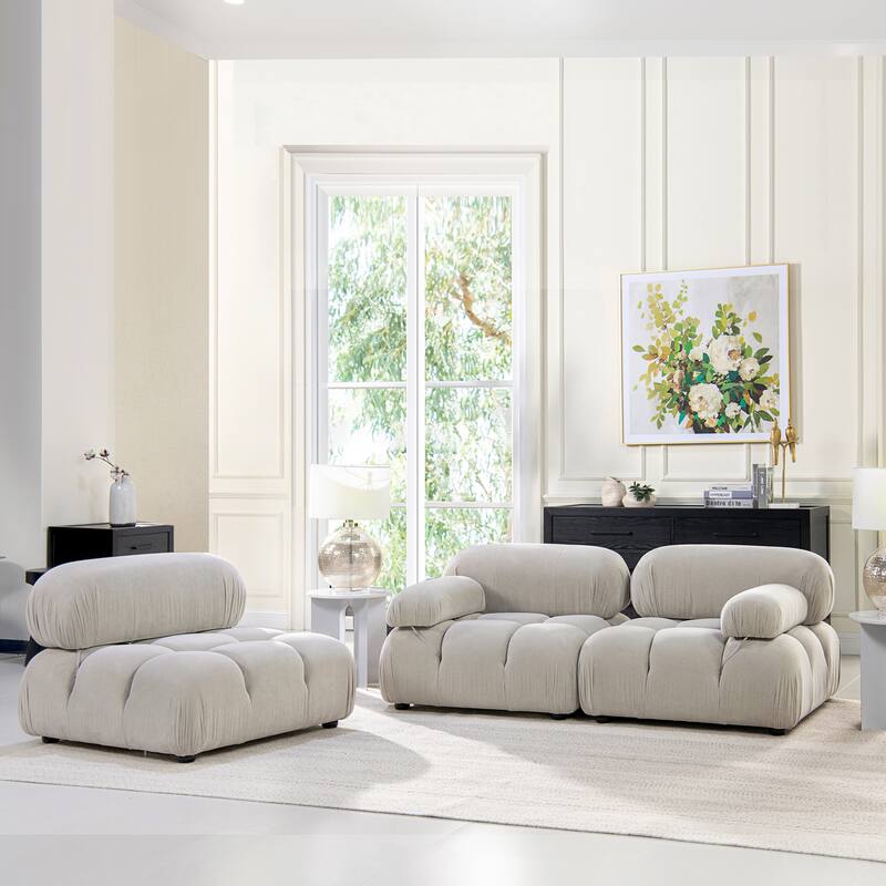 Marcel 109.5" Bubble Modular Modern 3-Piece Sofa