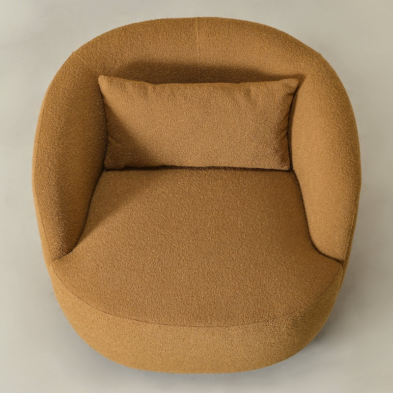 KINWELL 34" Sherpa Swivel Accent Chair Boucle Upholstered Armchair