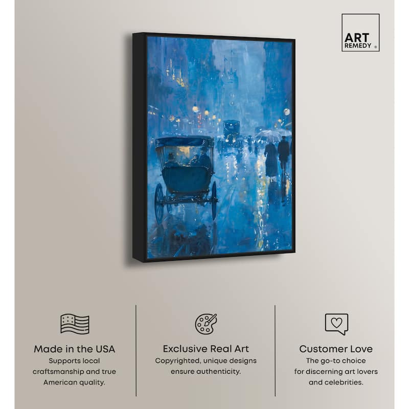 Art Remedy London Nights Framed Impressionism 1 Piece Canvas Wall Art /Monet And Van Gogh Inspired Art