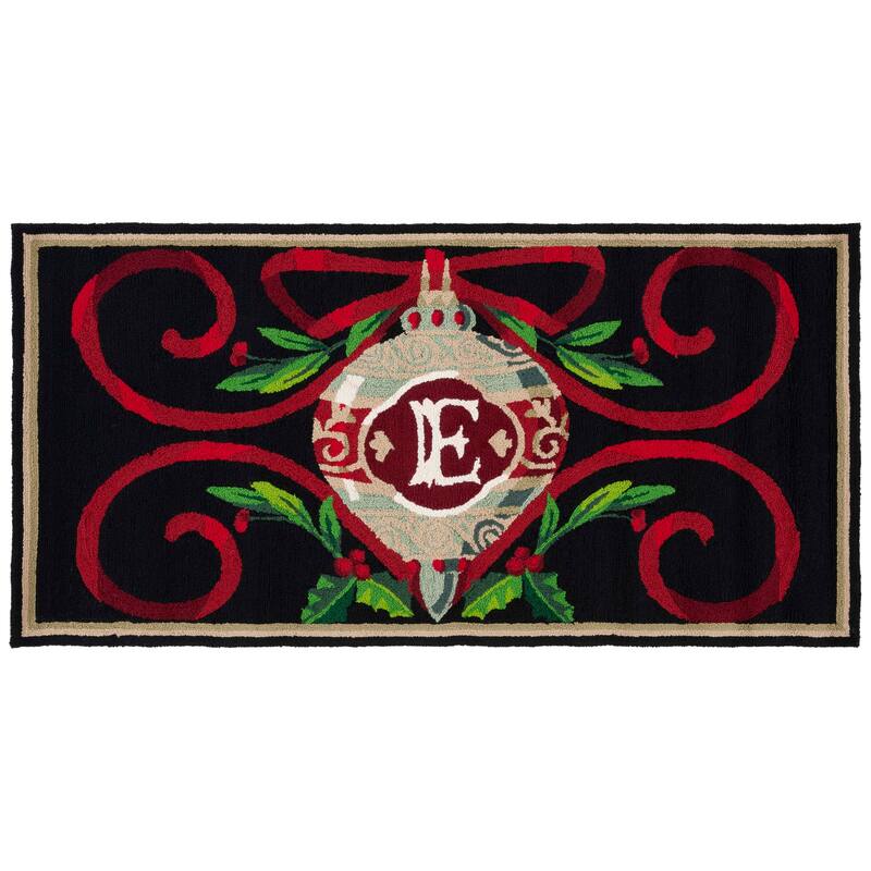 SAFAVIEH Handmade Monogram Tenna Casual Rug - 3' x 6' Runner - E - Black/Multi - Runner