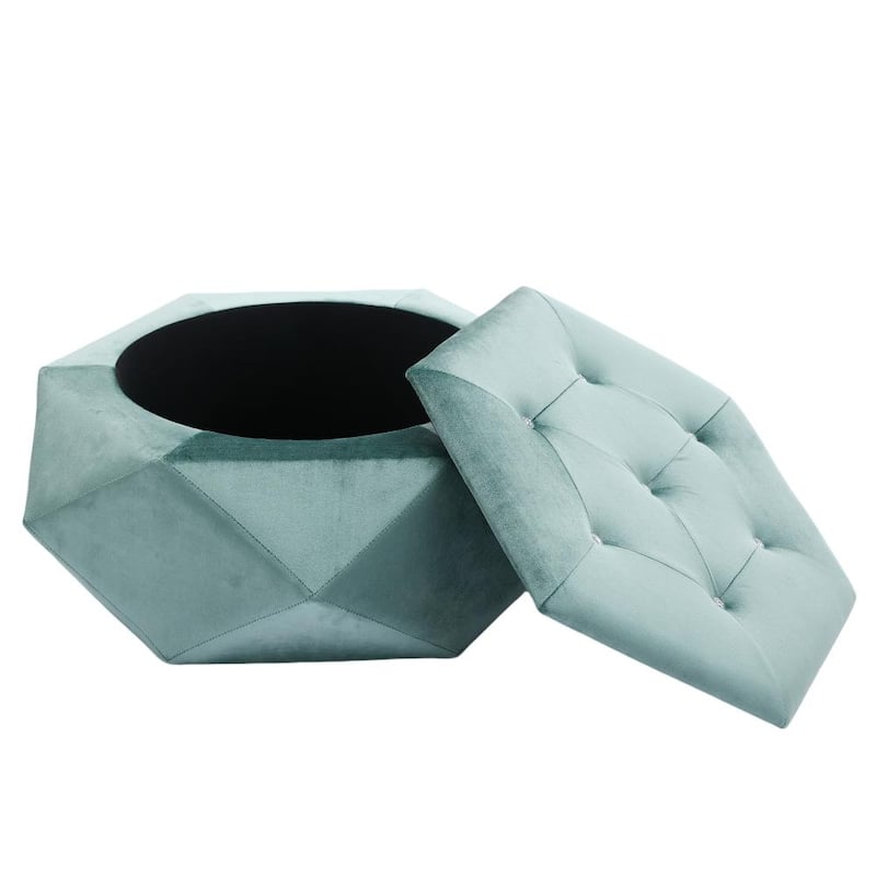 Modern Elegant Velvet Diamond Tufted Storage Ottoman for Living Room