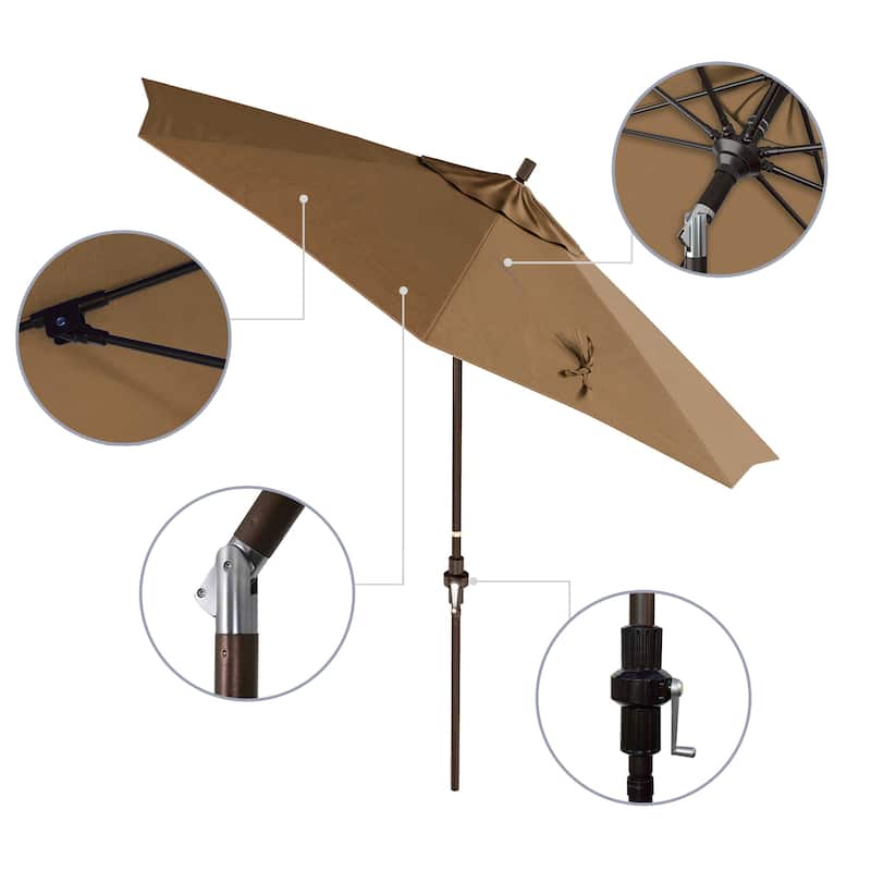 Okaloosa 9' Rd.Crank Lift Tilting, Aluminum Pole Fiberglass Rib Patio Umbrella Sunbrella Fabric by Havenside Home