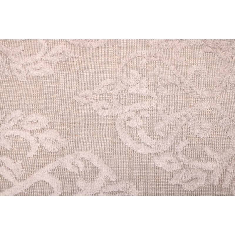 ECARPETGALLERY Hand Loomed Elysian Light Grey Viscose, Wool Rug - 8'0 x 9'10