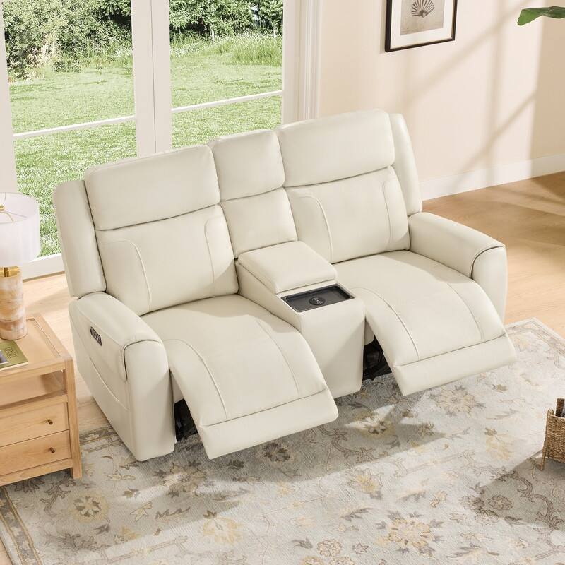 Spruce & Spring Leo Power Wall Hugger Reclining Sofa with Multi-Function Console