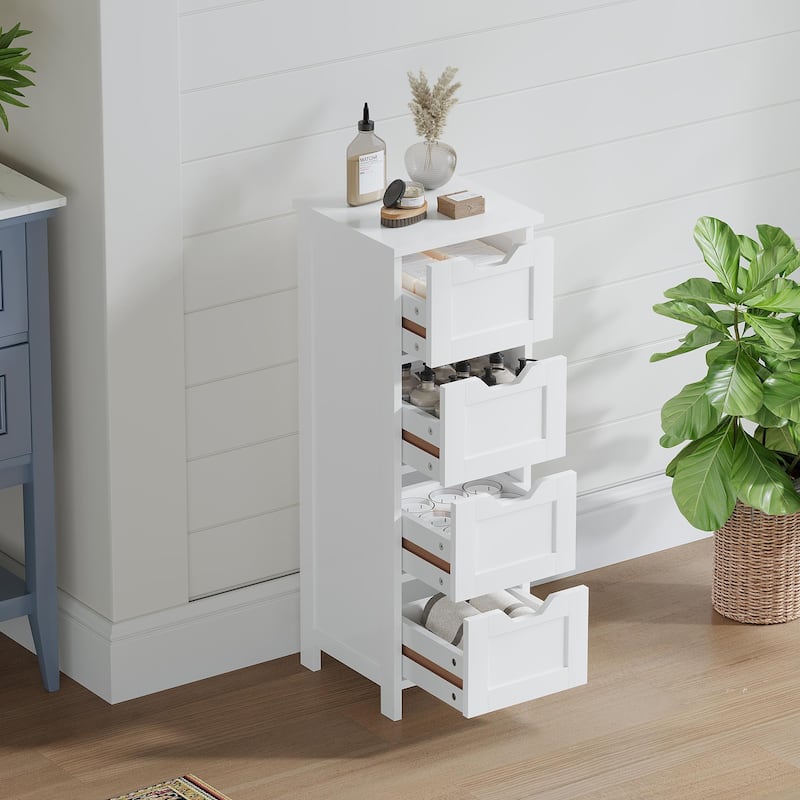 White 32.68"Tall Bathroom Storage Cabinet with 4 drawers and 1 door