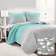 preview thumbnail 3 of 17, Lush Decor Glitter Ombre Metallic Print Quilt Set AQUA/GRAY - Full - Queen