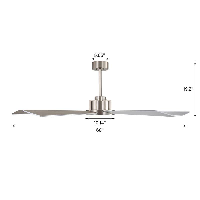 MLiAN Ceiling Fan 60inch Playwood Blades Remote Control 6-Speed DC with Integrated LED - 60''
