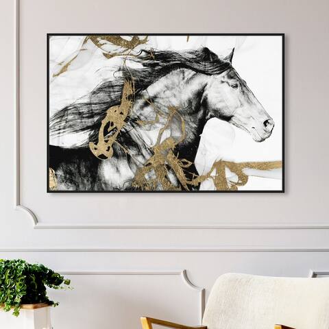 Oliver Gal 'Gold and Black Beauty' Animals Wall Art Framed Canvas Print Farm Animals - Black, Gold
