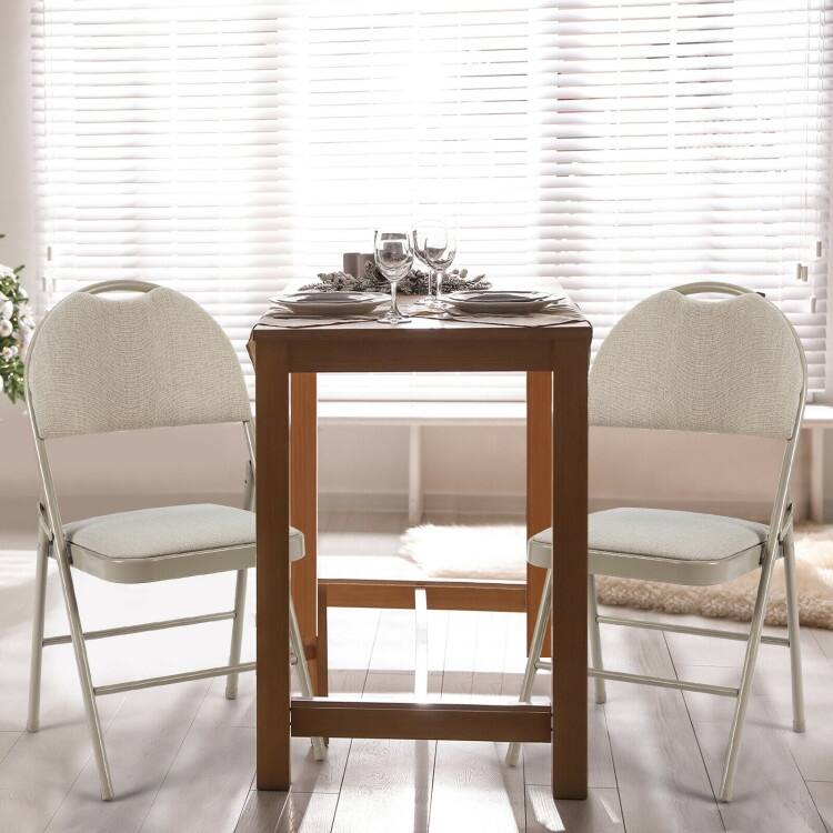 6 Pack Folding Chairs Portable Padded Office Kitchen Dining Chairs-Beige - 18.5" x 20" x 35" (L x W x H)