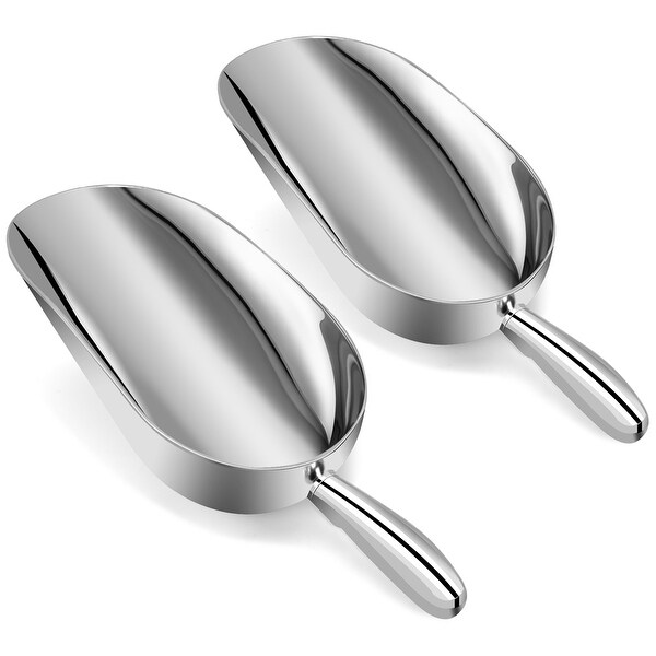 Costway Set of 2 Aluminum Scoop Bar Ice Candy Dry Goods Popcorn Commercial Scooper 12Oz