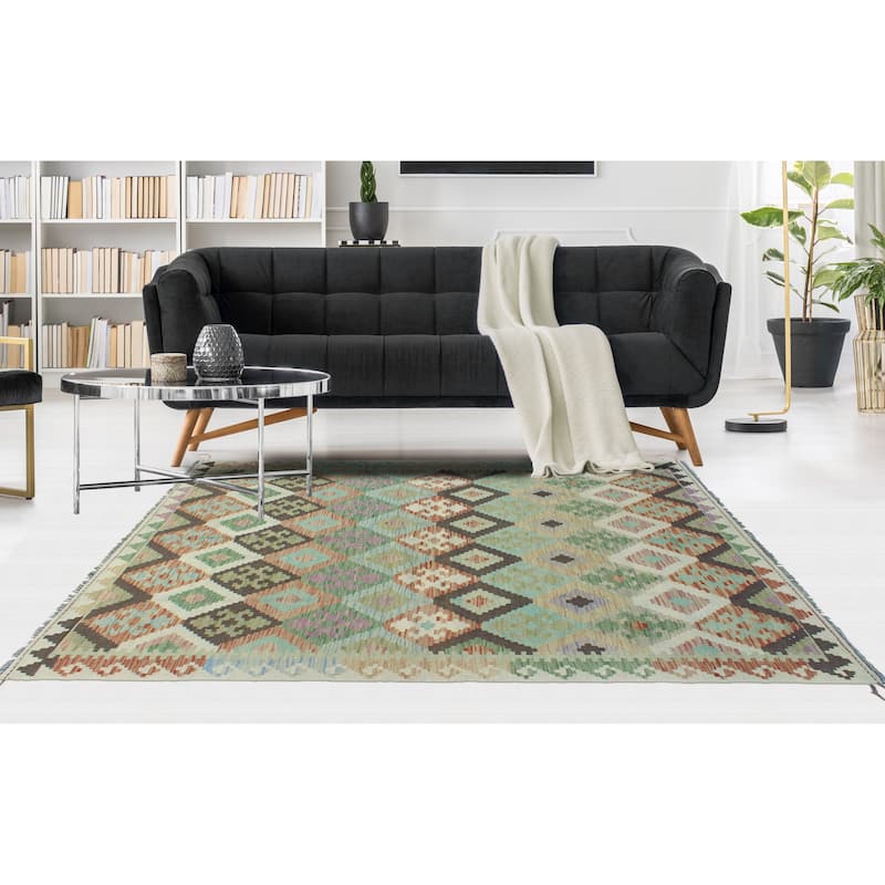 Sun Faded Flatweave Muhaimin Rust/Ivory Rug - 4'9" x 6'7"