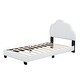 preview thumbnail 6 of 7, Twin Size Upholstered Boucle Fabric Platform Bed with Cloud-Shaped Headboard, Pine Wood Bed Frame for Kids, Boys & Girls, White