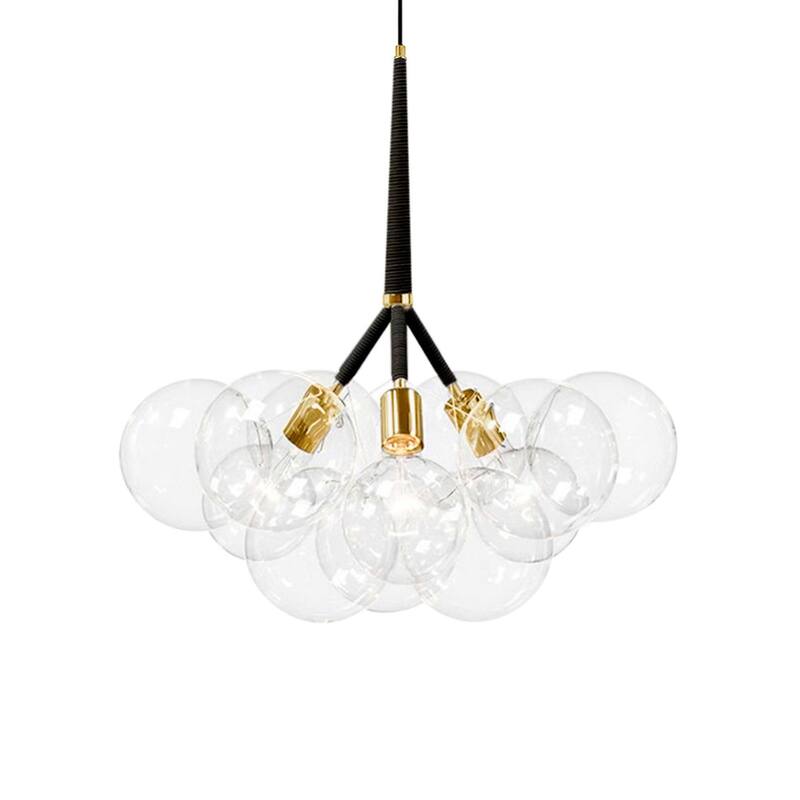 3-Light Modern Glam Sputnik Cluster Glass Globe Bubble Chandelier with 9 Clear Glass Globe Shade