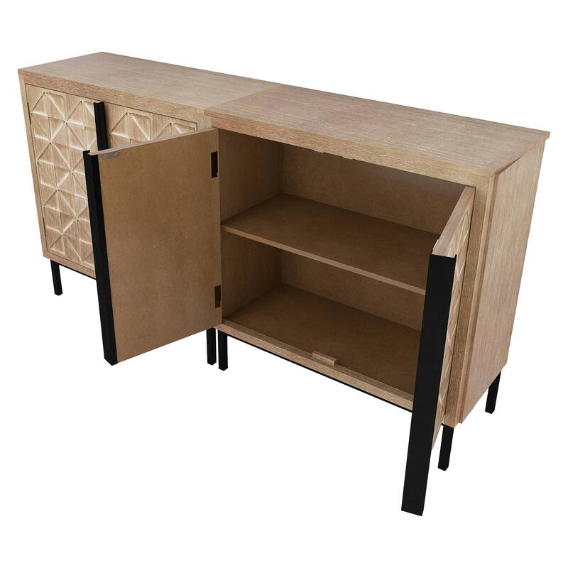 Antique brown 29 in. H Accent Cabinet with 2 Shelves and 4 Doors - 55.20" x 13.50"