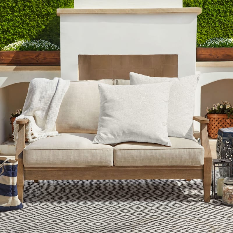 Sorra Home Outdoor Boucle Pillow Set of 2 - 22 in H x 22 in W x 6 in D - Ivory