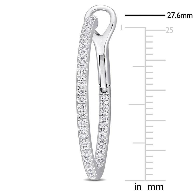 Miadora 1/2ct TDW Diamond Inside Outside Hoop Earrings in 10k White Gold
