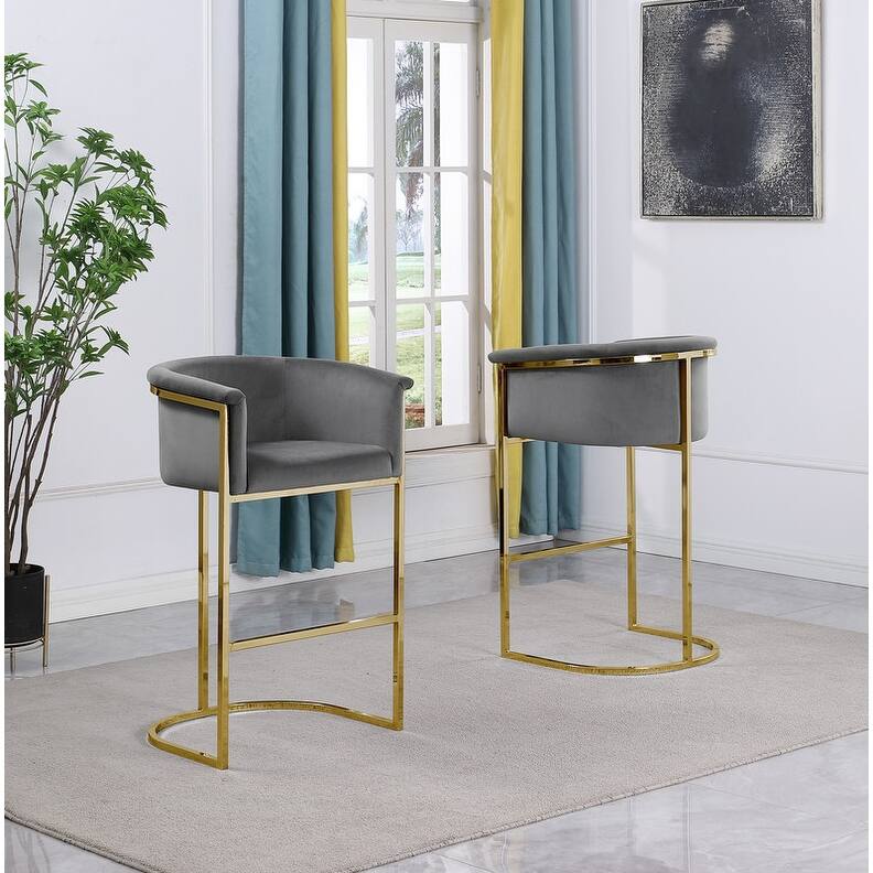 Best Quality Furniture Upholstered Counter Height Chair - Dark Gray and Gold