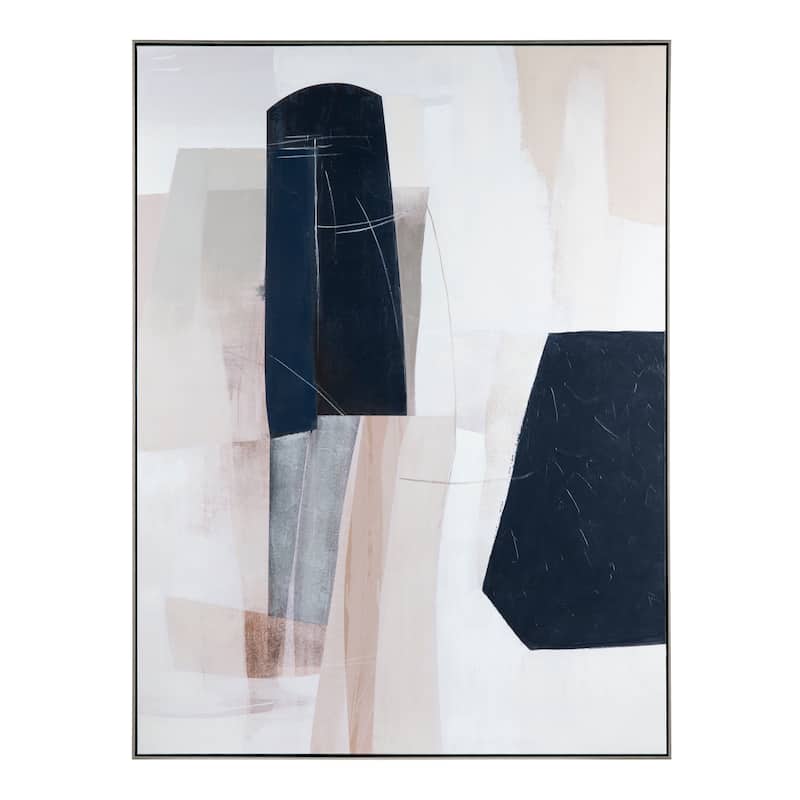 Subtle Blocks - Framed Hand Painted Canvas Wall Art - 78.75 x 59 - 59"x2"x78.75" - Tan