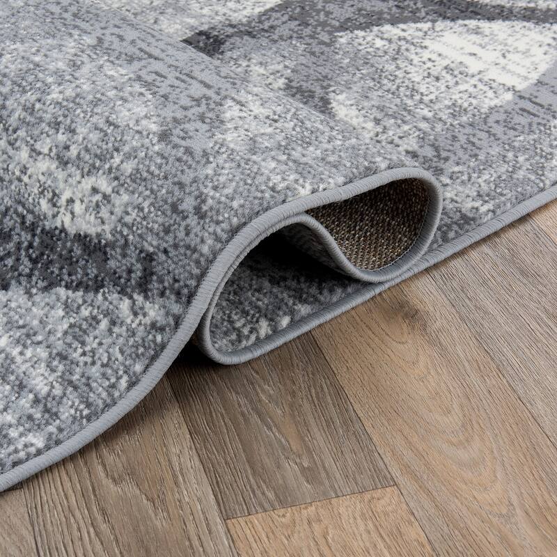 World Rug Gallery Modern Geometric Distressed Area Rug