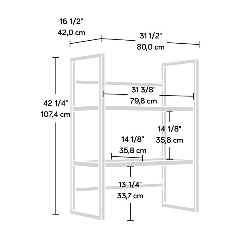 Wood Library Hutch with Modern Design, Brown - 31.50" W x 16.54" D x 42.28" H
