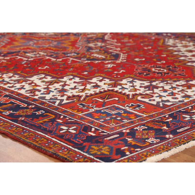 Hand Knotted Oriental 100% Wool Carpet Traditional Medallion Red Heriz Area Rug - 10' 10'' X 7' 8''