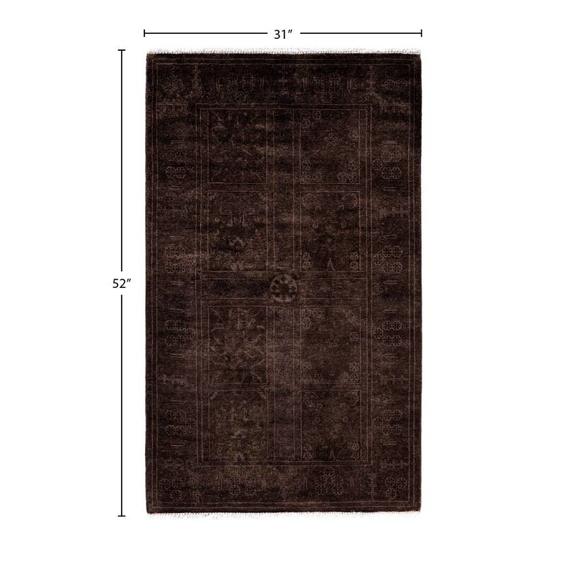 Overdyed One-of-a-Kind Hand-Knotted Runner Rug - Brown - 2' 7" x 4' 4"