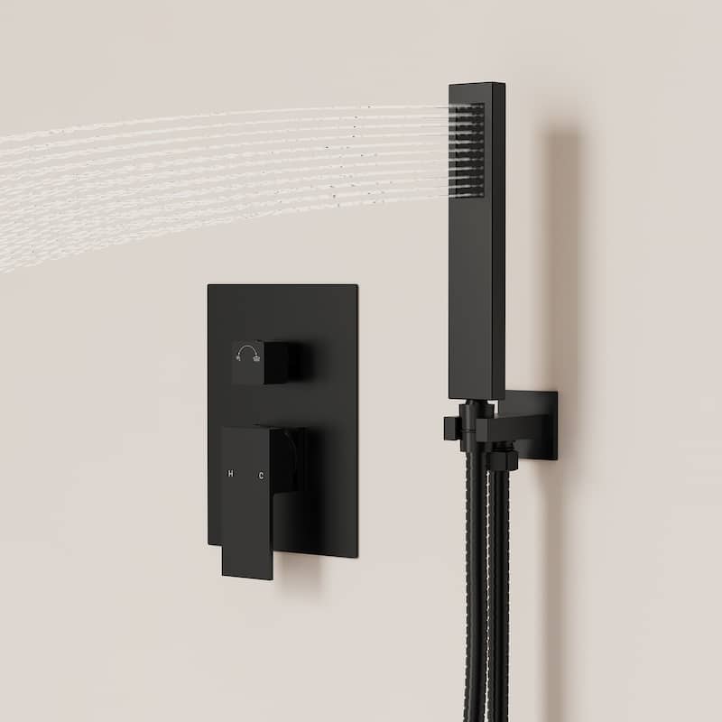 GRANDJOY Shower System 10" High Pressure Rainfall Shower Head with Handheld Spray Combo