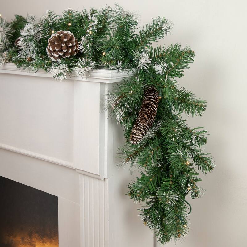 6' x 9" Decorated Frosted Pine Pine Cone Artificial Christmas Garland