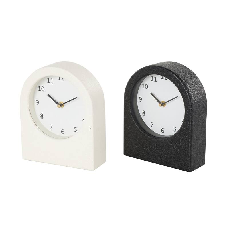 Wood Textured Decorative Clock with Gold Accents - Set of 2 Multi Colored - Roche River Decor