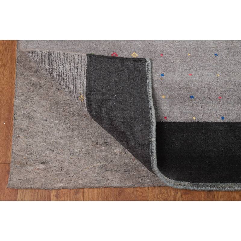 Gray Gabbeh Oriental Area Rug Handmade Wool Carpet - 9'4" x 11'9"