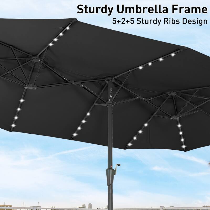 Autlaycil 15 ft Patio Umbrella with Base & 48 LED lights for Outdoor Umbrella