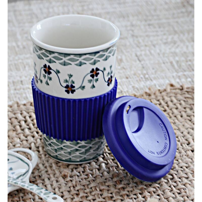 Blue Rose Polish Pottery K115 Manufaktura Travel Mug