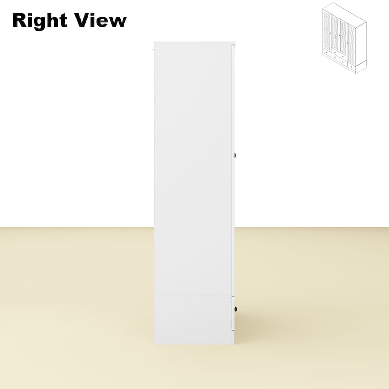 Wardrobe Armoire Closet 59"W Large Freestanding Wardrobe Cabinet White
