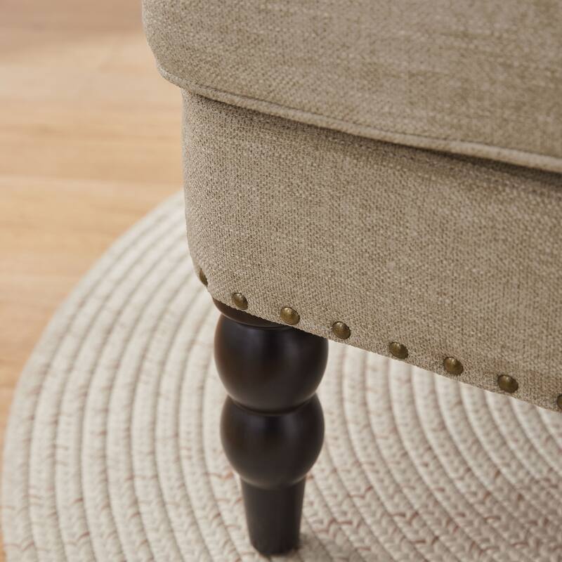 HUIMO Arm Chair Upholstered Button Tufted Accent Chair with Lumbar Pillow Beige/ Grey/ Light Blue/Brown