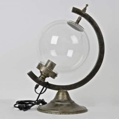 Metal And Glass Globe Shaped Table Lamp