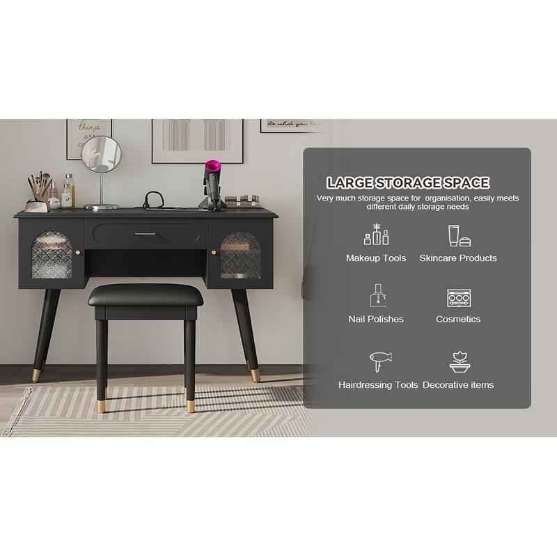 Elegant Vanity Makeup Table & Chair Set, Modern Dressing Table