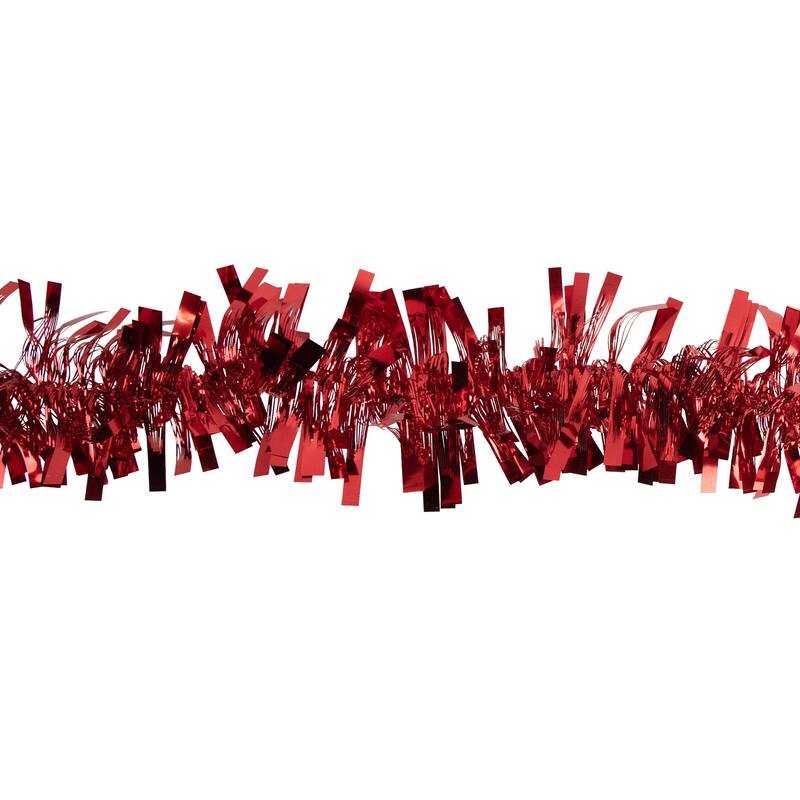 Boa Wide Cut Tinsel Commercial Christmas Garland 50' x 3" Red Unlit