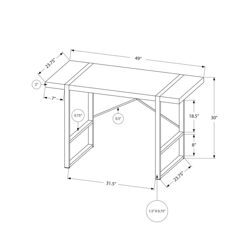 Computer Desk, Home Office, Laptop, 48"l, Work, Brown Laminate, Black Metal, Contemporary, Modern