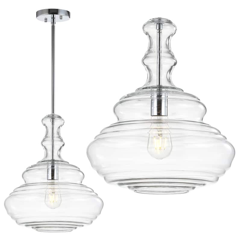 Monkey 13.37" Glass/Metal LED Pendant, by JONATHAN Y