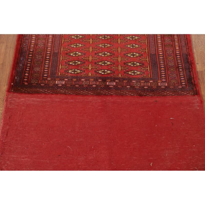 Geometric Turkoman Persian Square Rug Hand-Knotted Wool Carpet - 3'4" x 3'4"