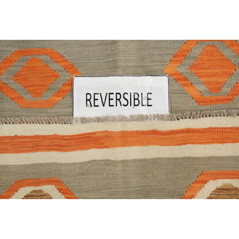 Hand Woven Oriental 100% Wool Carpet Southwestern Modern Greys & Charcoal Kilim Area Rug - 5' 10'' X 3' 10''