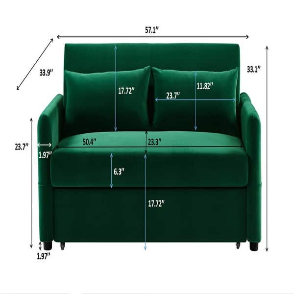 Velvet Multifunctional Folding Sofa Bed with Pillows Bed Bath