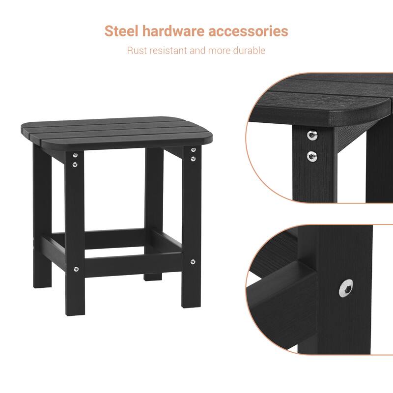 LIVOOSUN Patio Adirondack Plastic Wood Outdoor Side Table for Deck