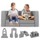 preview thumbnail 1 of 8, Gymax 8 PCS Modular Kids Play Couch Sofa w/ Suede Fabric Cover Grey