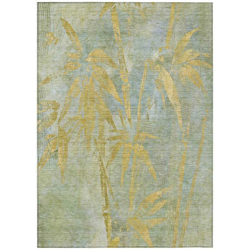 Machine Washable Indoor/ Outdoor Modern Floral Chantille Rug