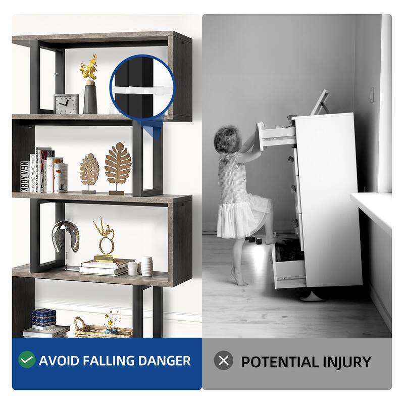 Moasis Modern Corner Shelf Bookcase Bookshelf with Unique S Shaped for Living Room and Home Office