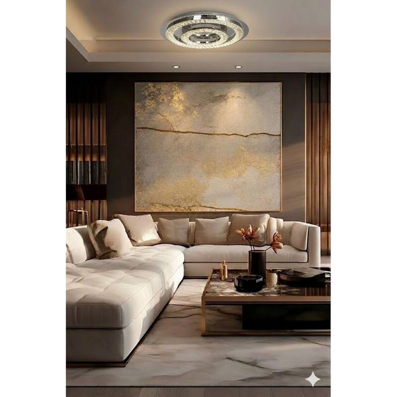 Transitional LED Chrome Crystal Round Flush Mount
