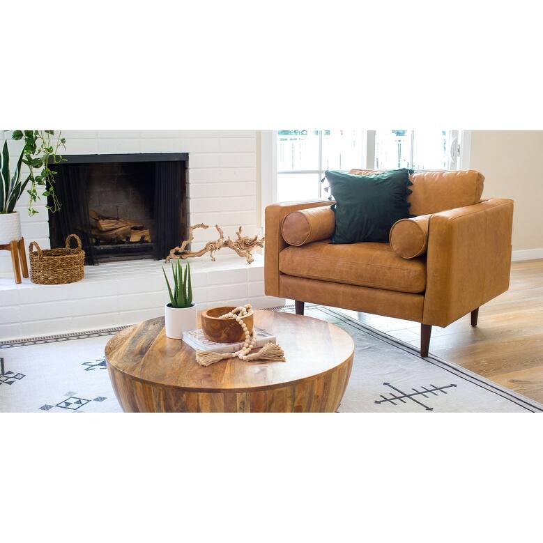 Poly & Bark Napa Lounge Chair (Set of 2) - Full Grain Genuine Italian Leather