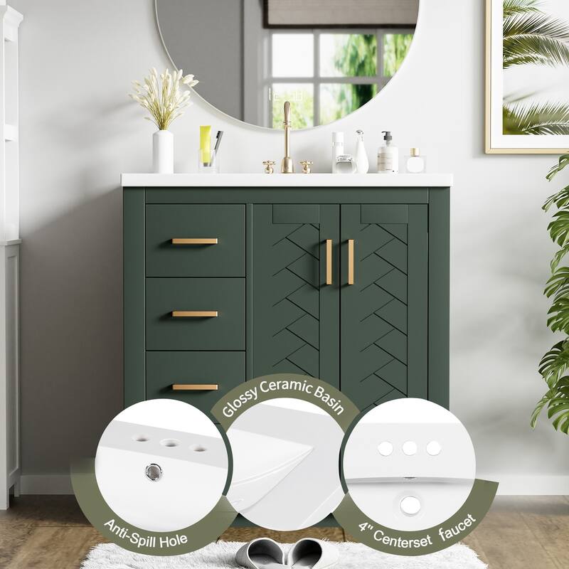 30" Bathroom Vanity with Ceramic Sink