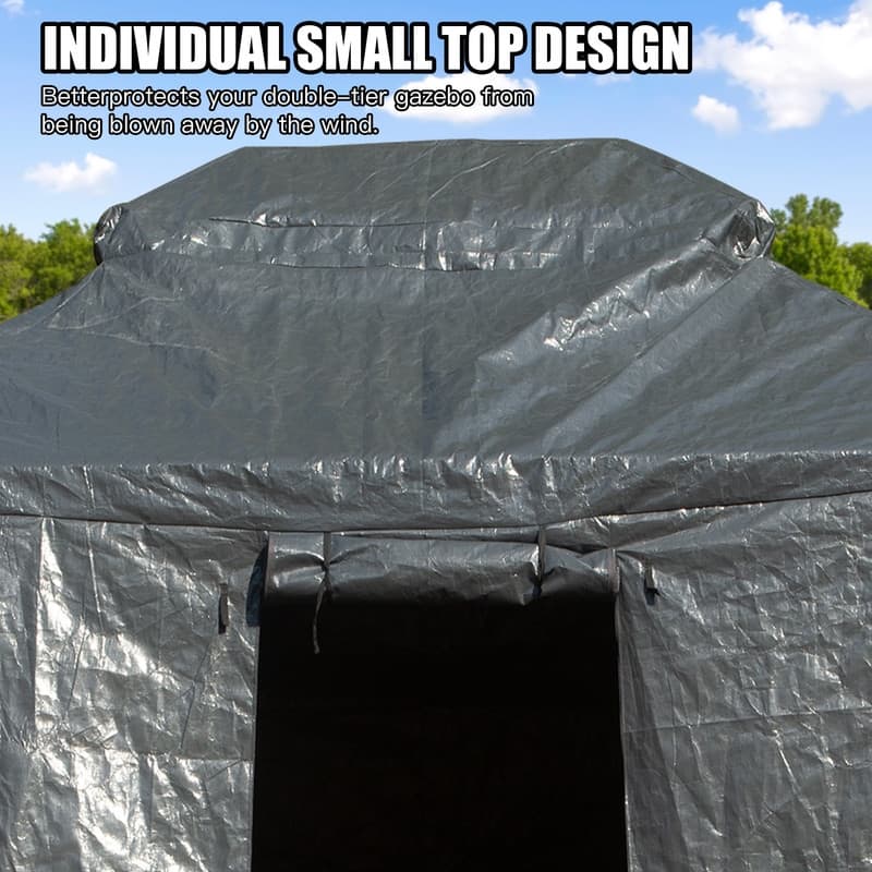 Domi 8' x 8' Universal Winter Gazebo Cover, All Season Waterproof Enclosed Cover with Sidewalls & Ventilated Mesh Windows, White